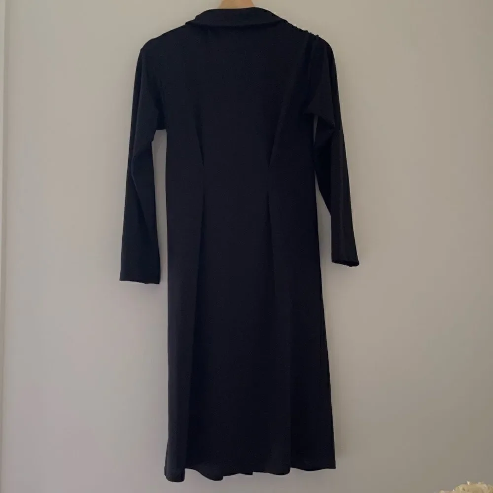 zara black front button up trafaluc dress long sleeves - Picture 6 of 10